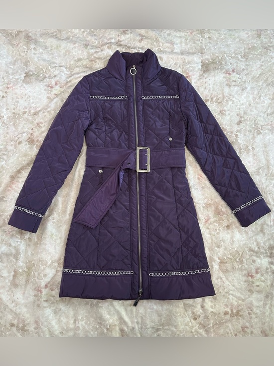 Just Cavalli Jackets & Blazers - Just Cavalli Purple Quilted Belted Long Puffer Coat
